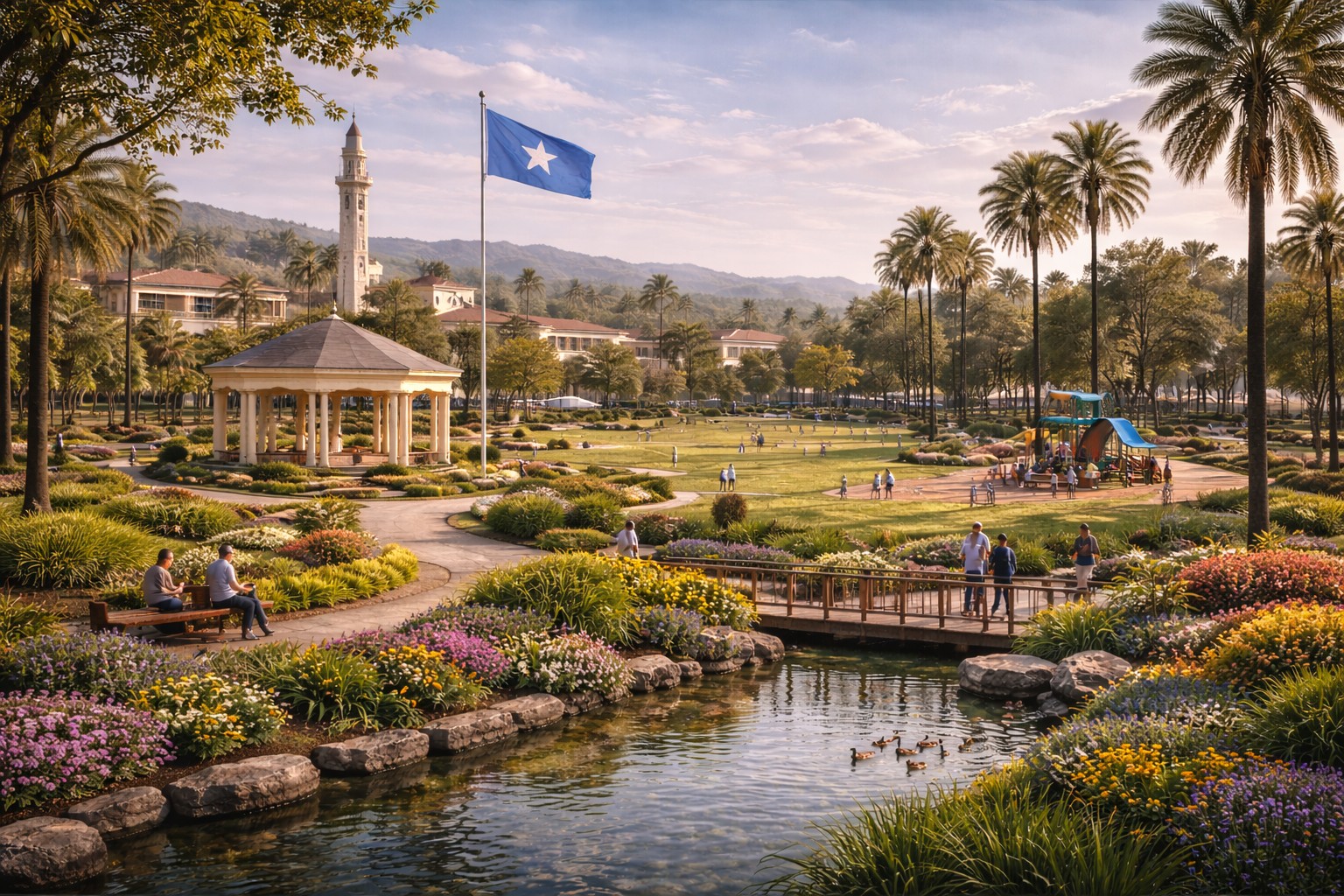 Public park and landscaped green space