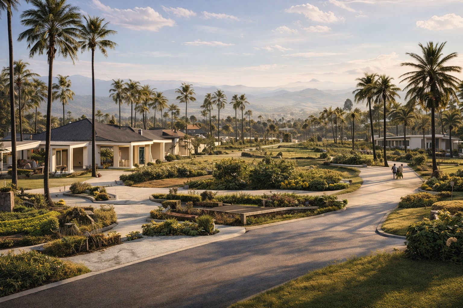 Residential streetscape within a phased urban development project